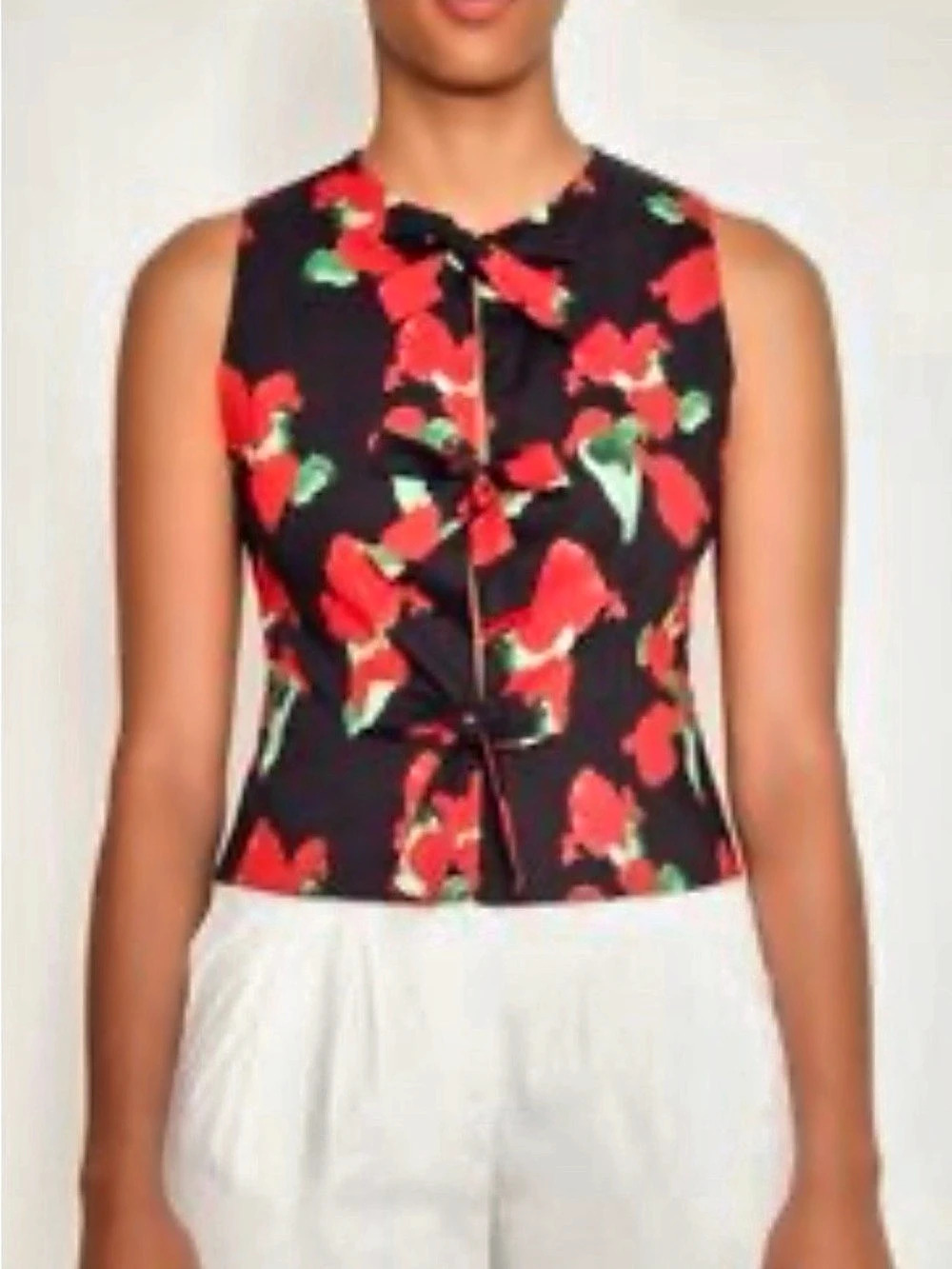 NWT THE LULO PROJECT  CLIFF TIE TOP Floral Sleeveless Blouse OR VEST in BLOOM  S